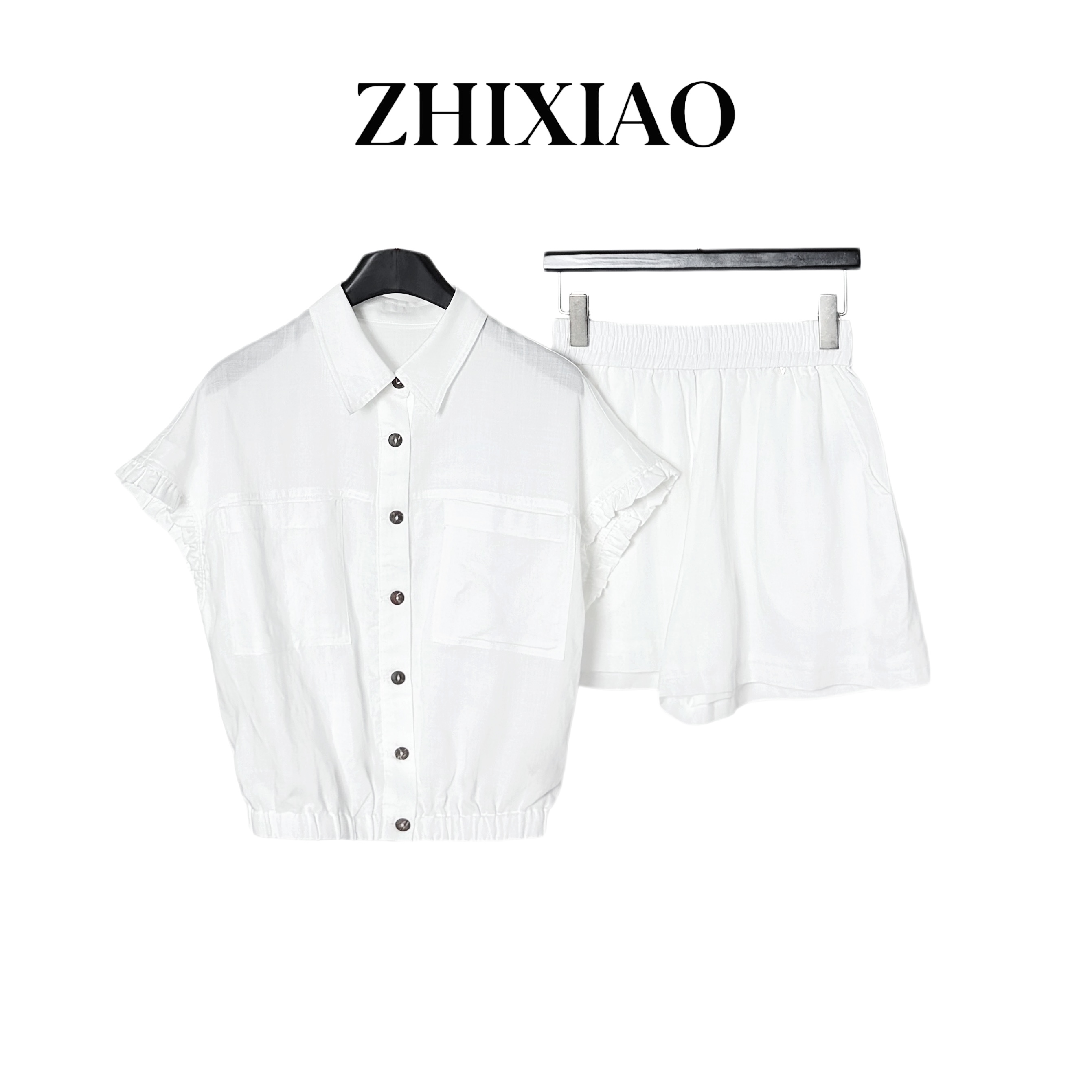【ZHIXIAO】夏季新款：麻料短裤套装91081