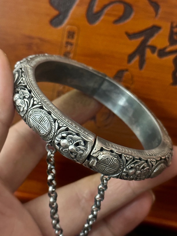 925银手镯 百年老银匠古风中古配饰时尚传承首饰复古雕刻錾刻