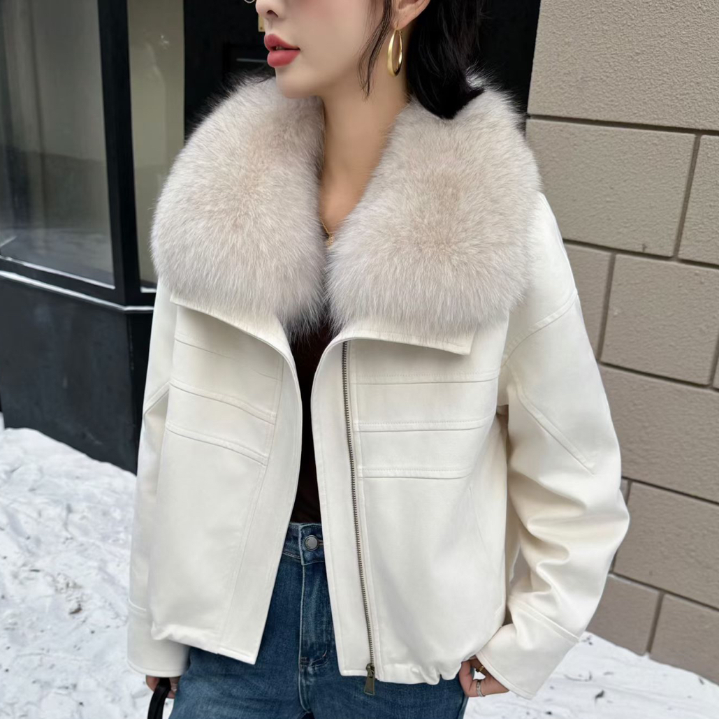 超大毛领高级感轻奢外套女2025冬季新款内胆加绒皮毛一体外套