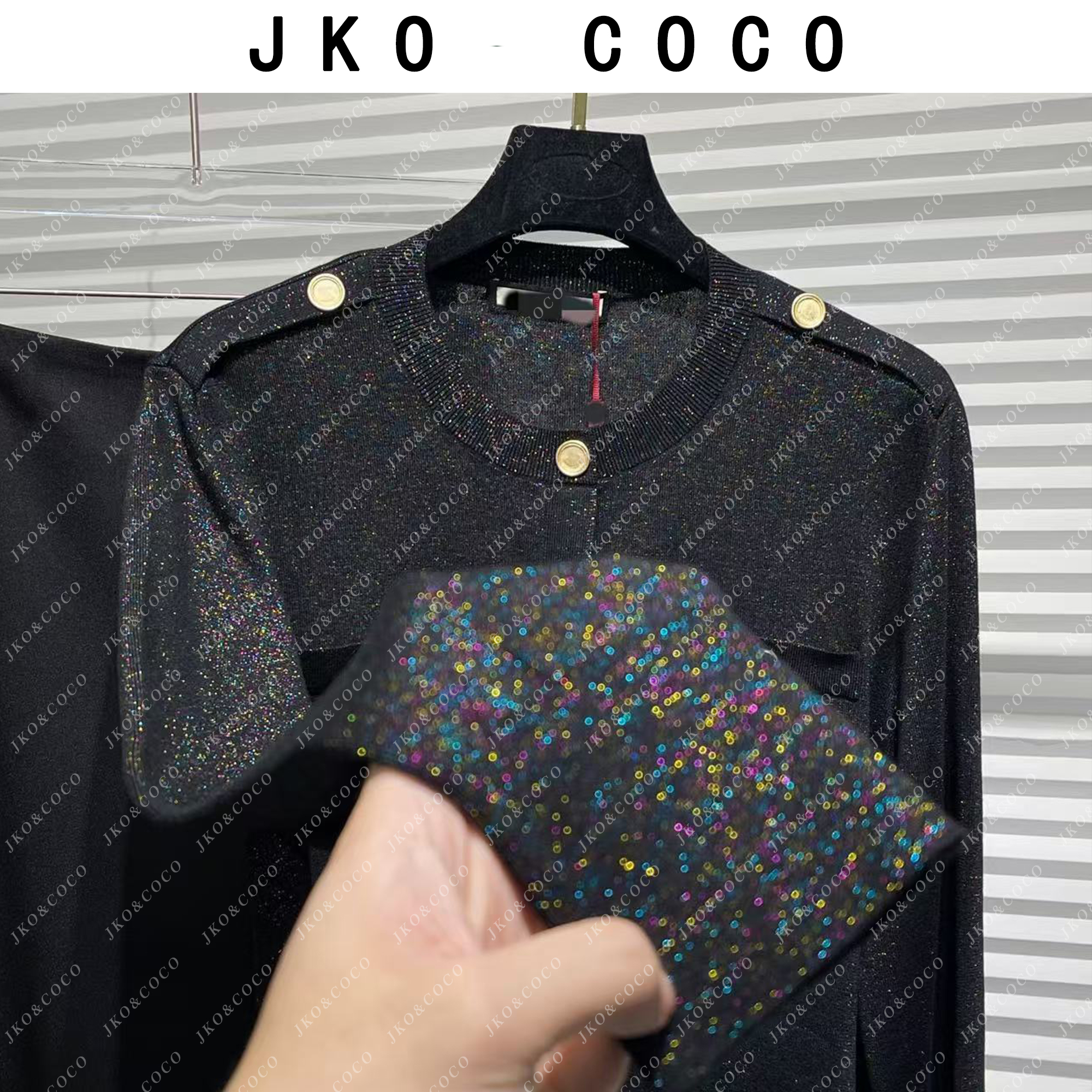 JKO&COCO【气质女神】秋时尚显瘦百搭进口水晶纱针织衫开衫
