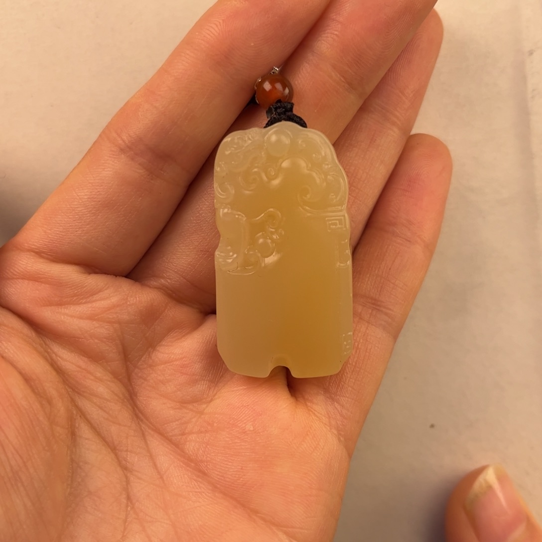 石英质玉黄蜡石吊坠合金胖*管