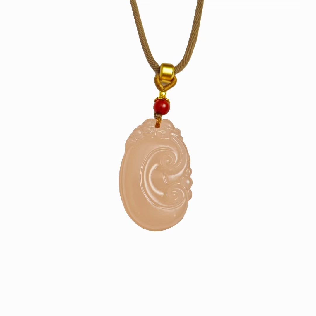 厚桩藕粉色如意吊坠赠绳礼盒(多样性发) H02-17