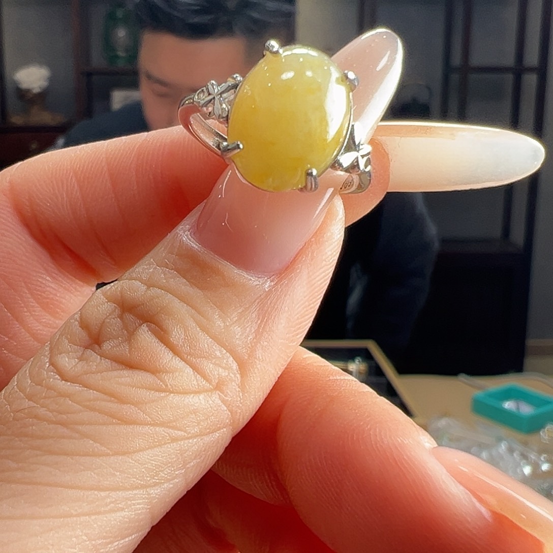 翡翠银S925镶嵌戒指戒指60