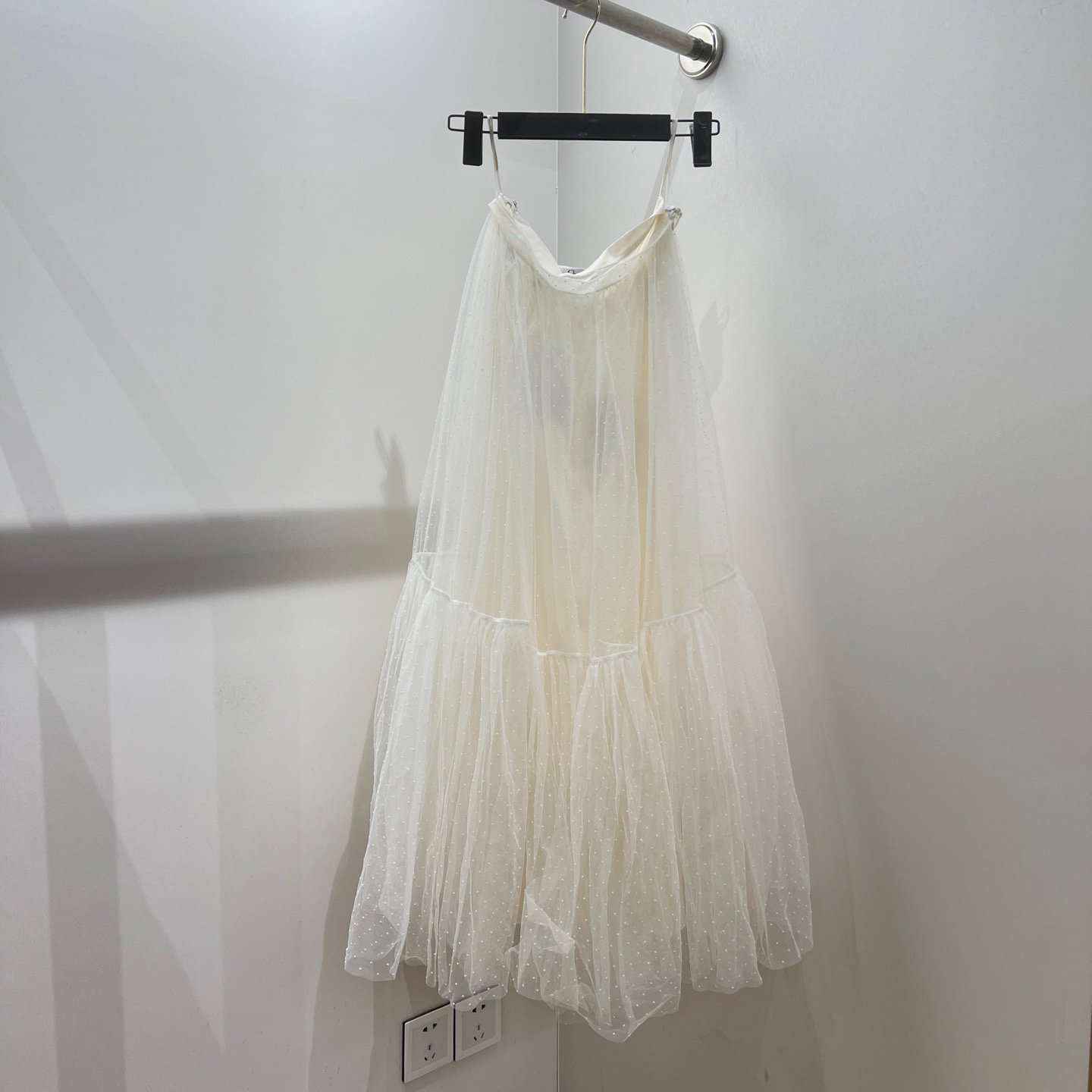 未使用 DIOR/迪奥 vem498 纯色波点薄纱休闲长裙 34码 聚酯纤维