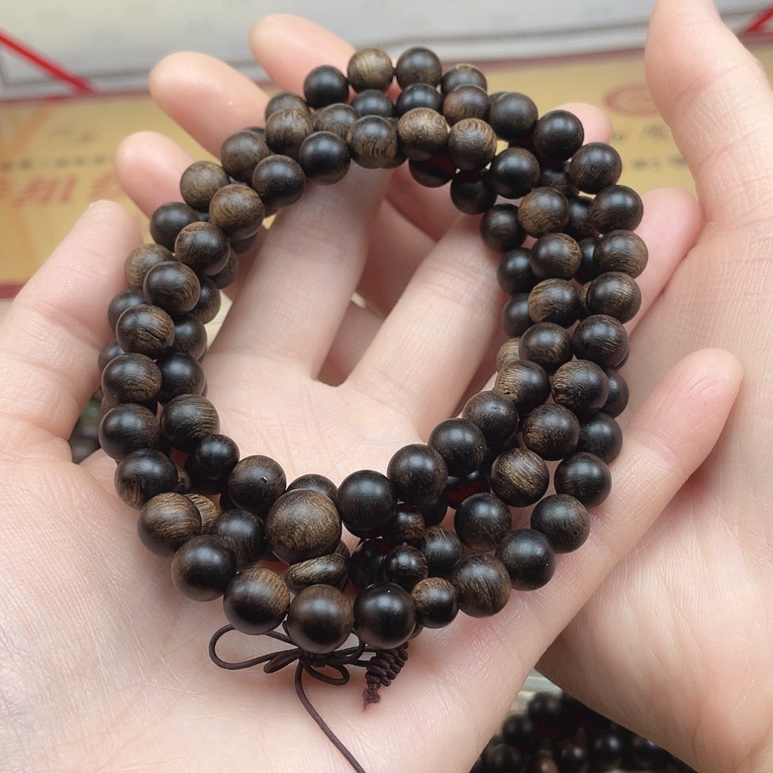 沉香手串紫**你越南富森红土雷击瘤疤古董料