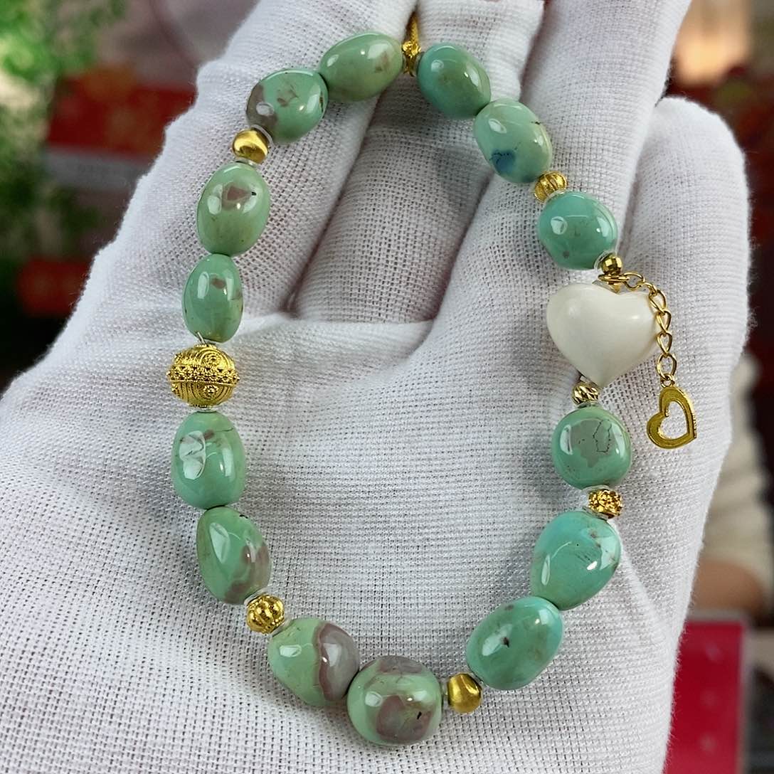 绿松石珠宝奇石18K金镶嵌