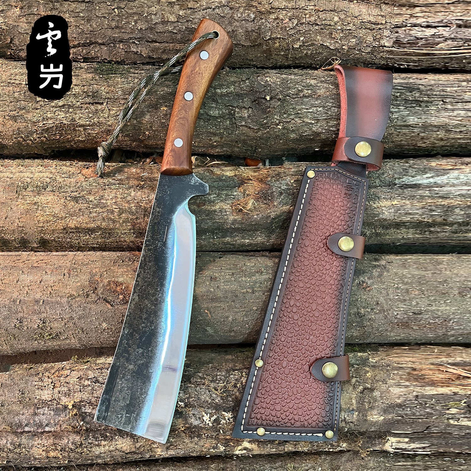  【玄天】弹簧钢手工锻打户外露营野营丛林探险排障多功能刀具