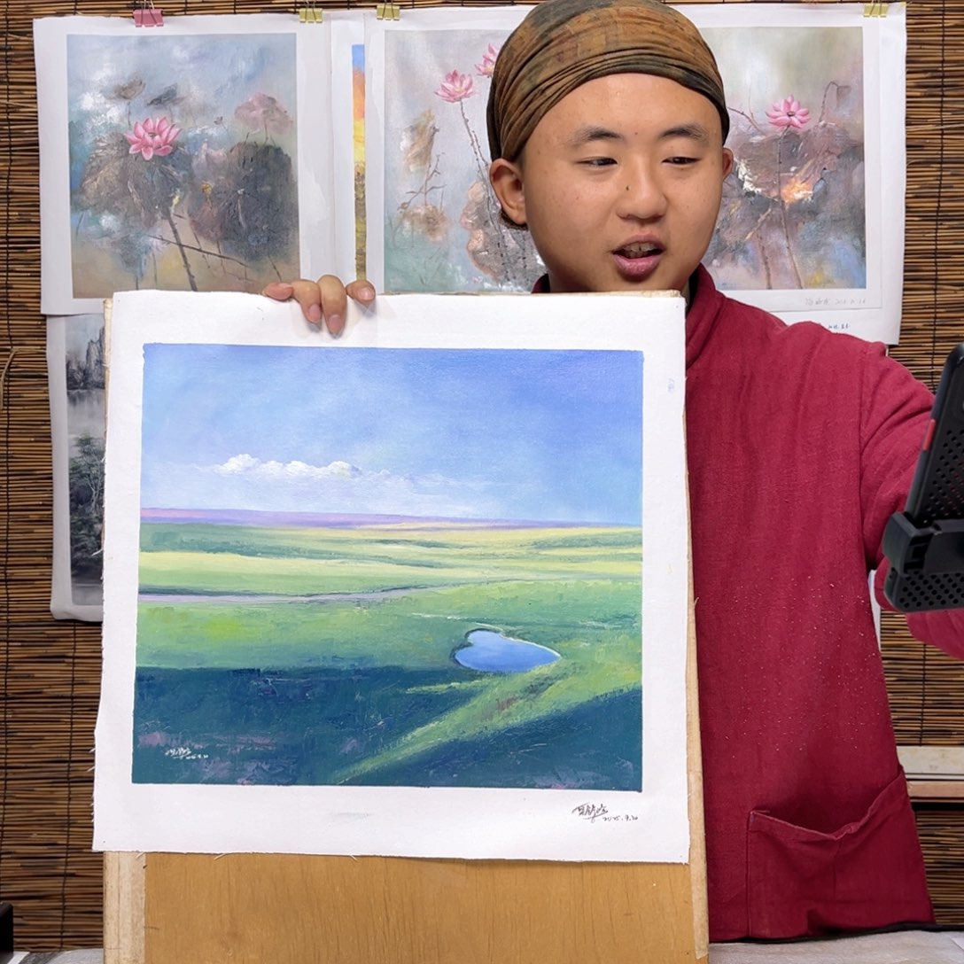 油画行路人小院绘画作品竞拍