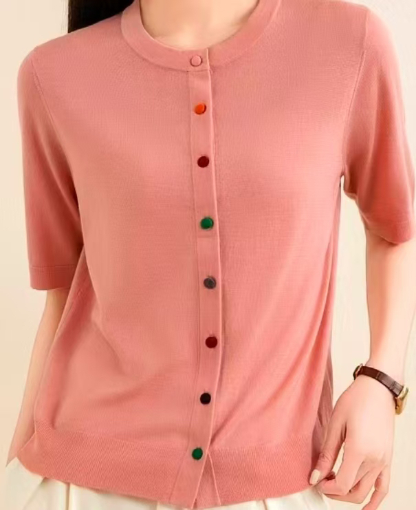 春夏60支100%美丽诺细全羊毛亲肤休闲女款短袖