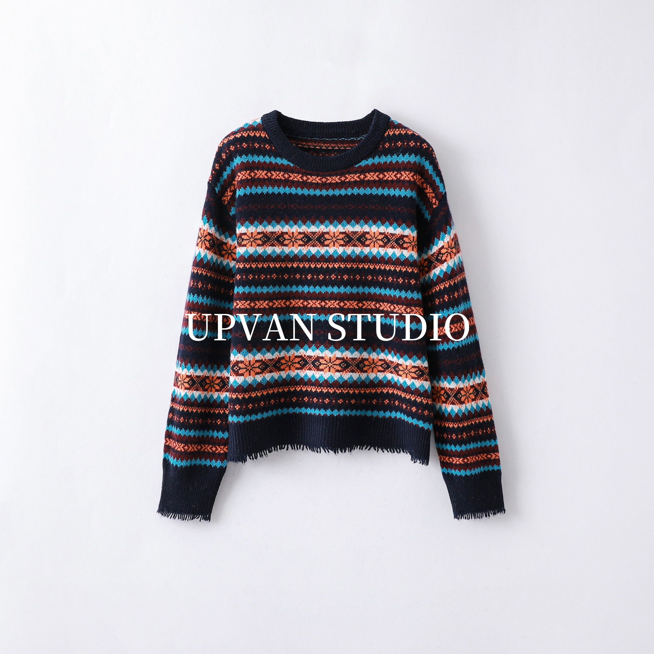 UPVAN 加绒加厚提花毛衣