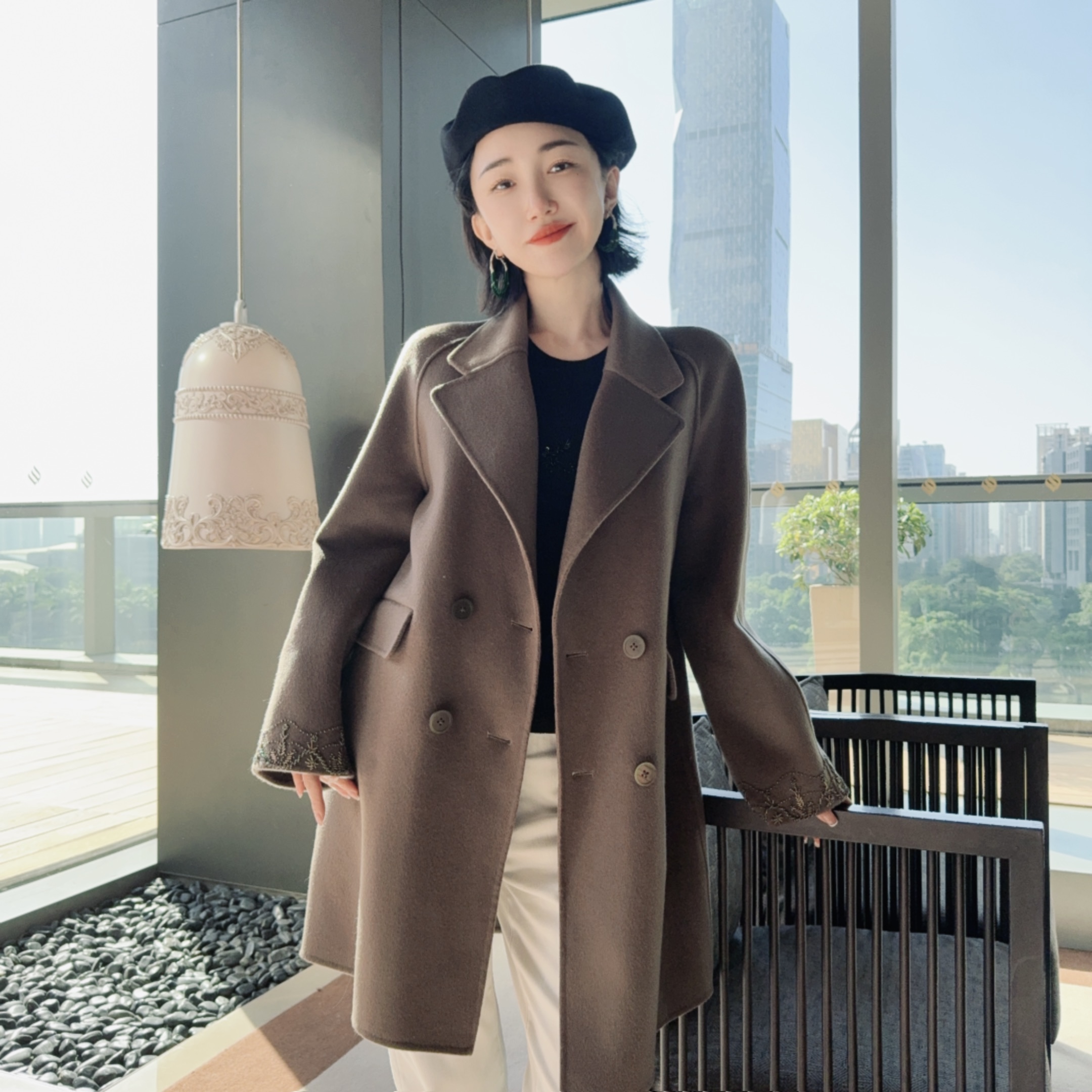 Betty Bairn【布拉安妮】冬季山羊绒羊毛高级双面呢大衣外套Q7250