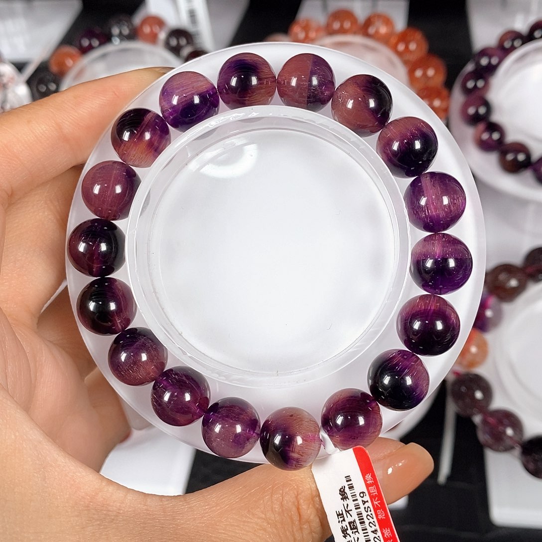 水晶手链未镶嵌紫橘双色11mm