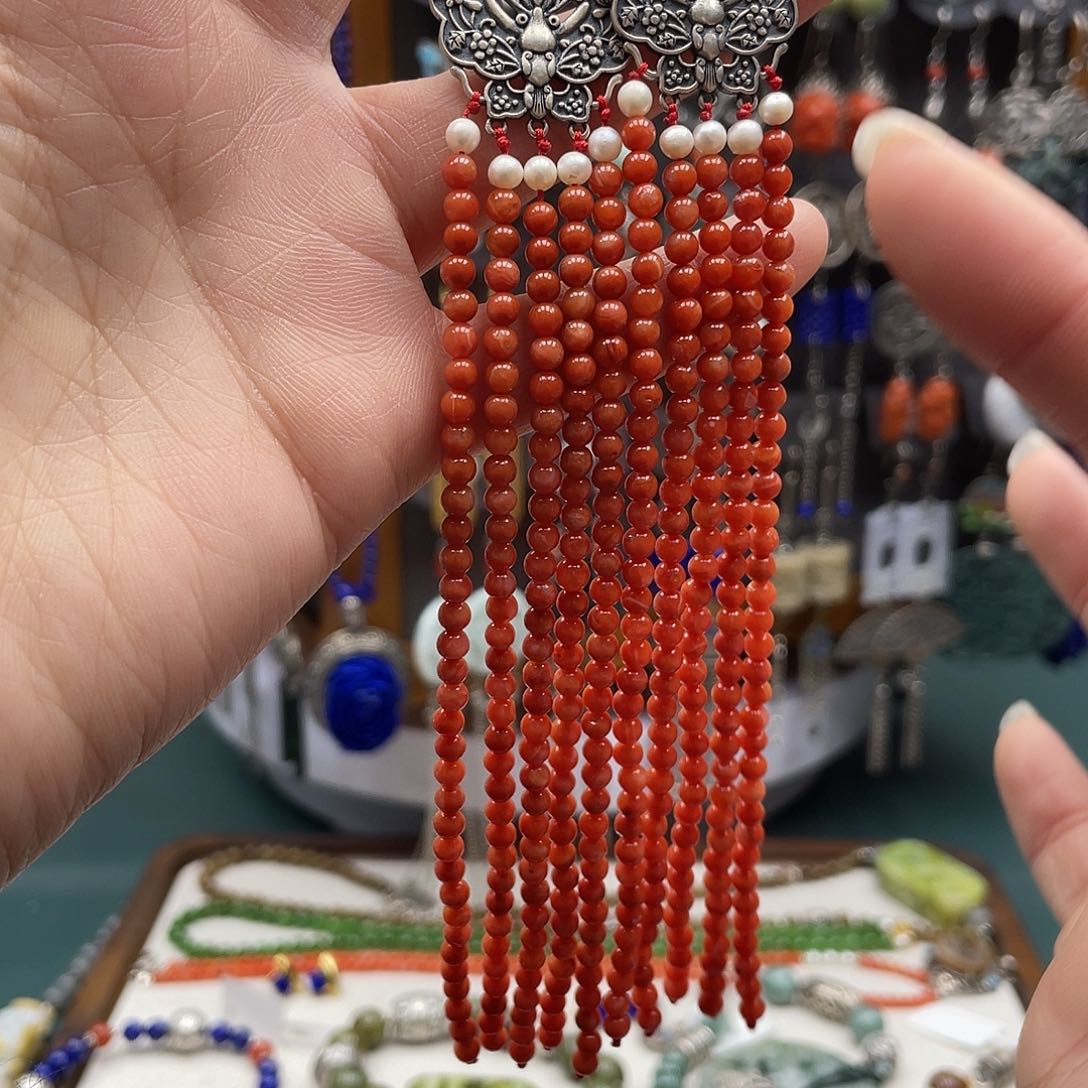 青金石耳饰银S925镶嵌雅饰品