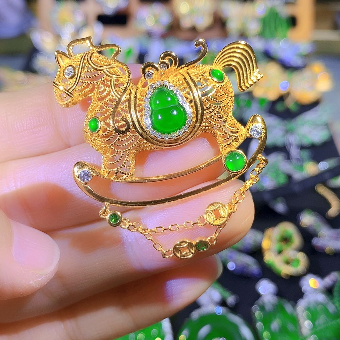 吊坠(不含链)银S925镶嵌翡翠