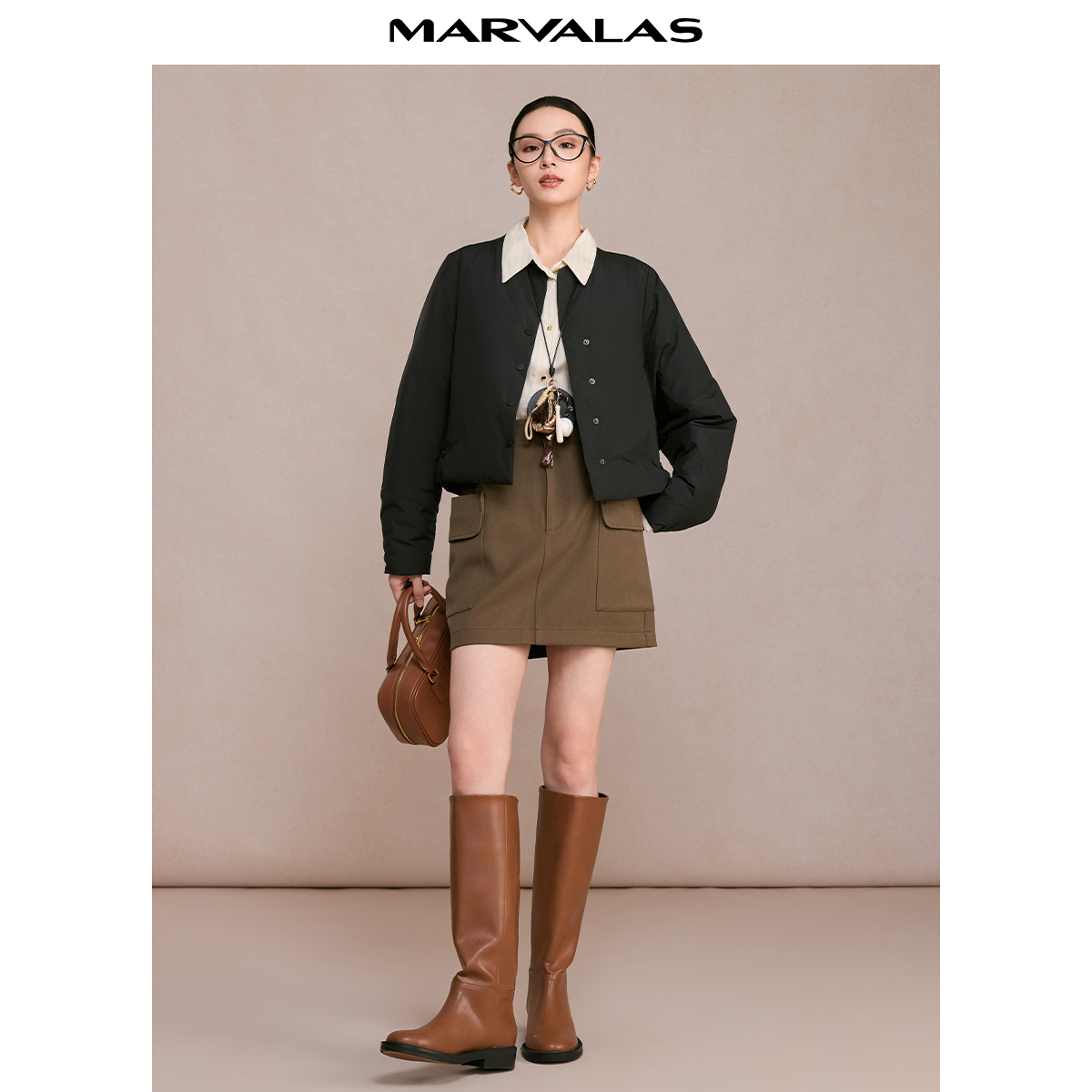 【商场同款】曼德诗纯色棉服秋冬新中式简约轻薄外套M425305966