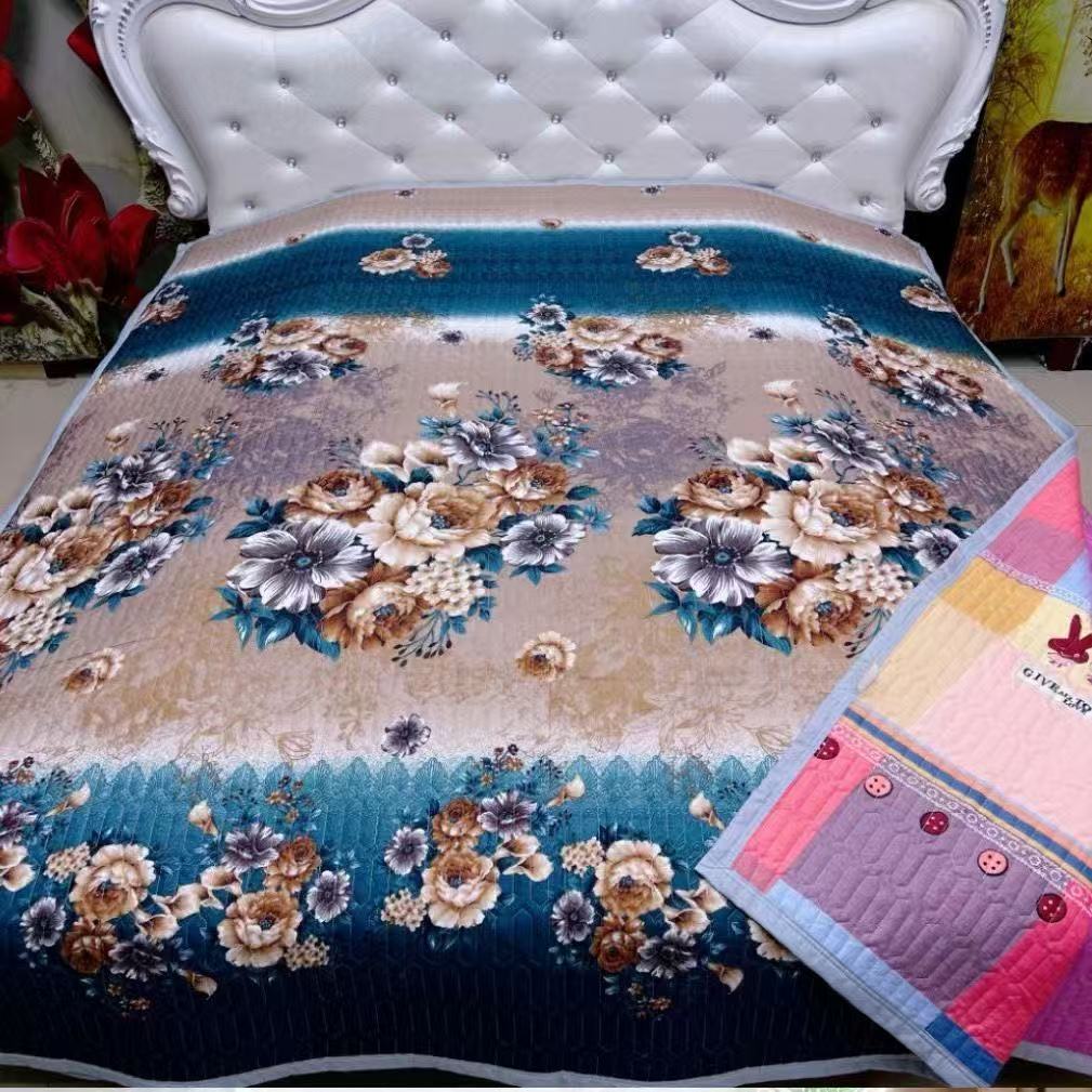 （蓝色妖姬）床盖四季通用三层纯棉加厚多功能双面榻榻米炕盖大床
