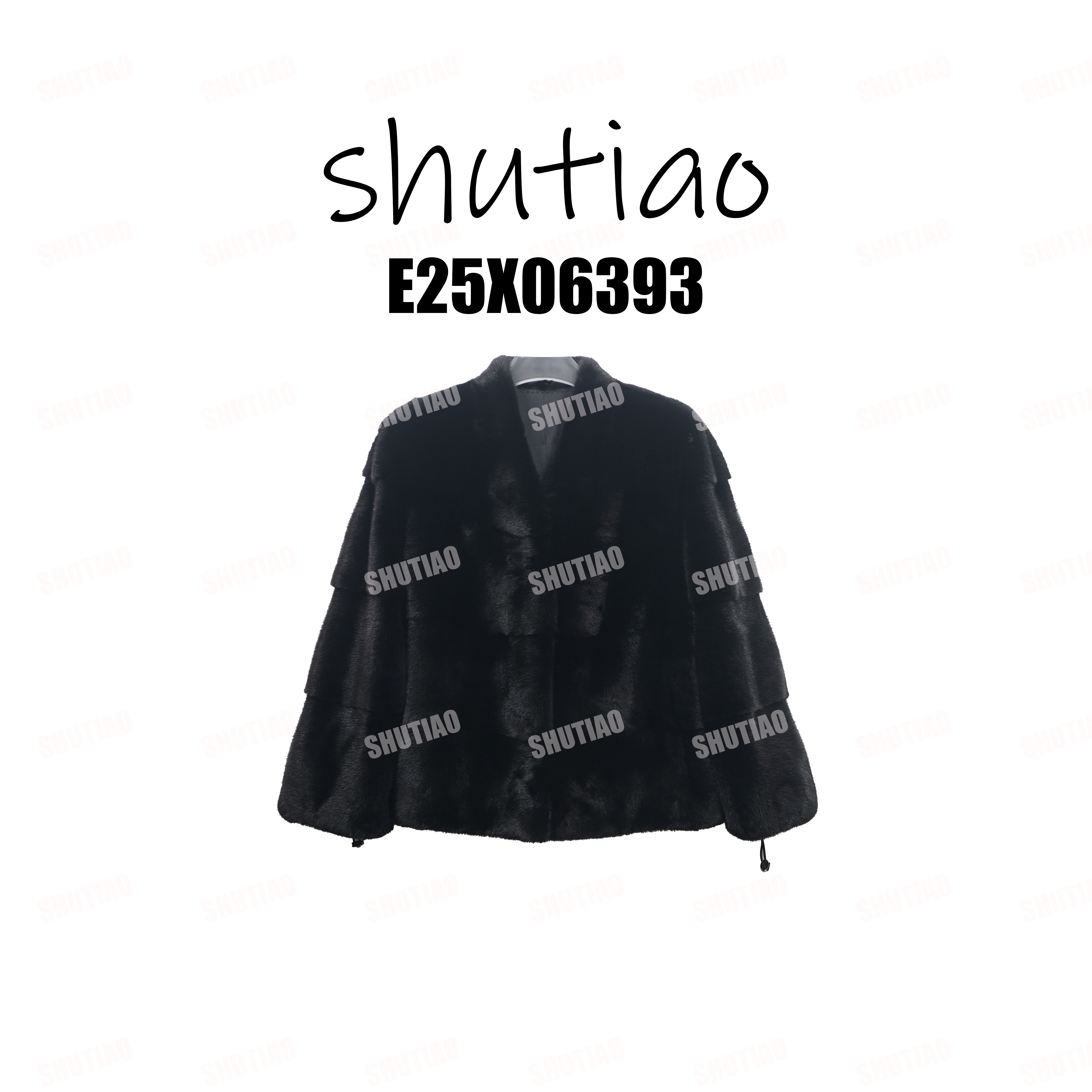 【SHUTIAO】2025冬季：宝嘉美进口黑色水貂外套E25X06393