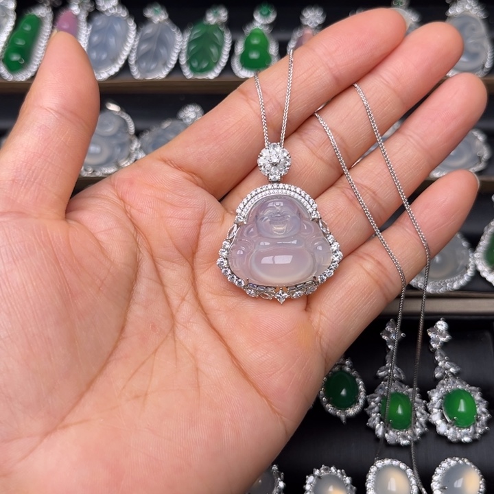 玛瑙/玉髓颈饰银S925镶嵌