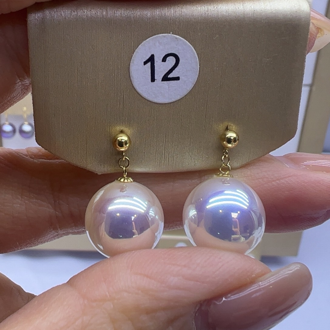 耳坠18K金镶嵌淡水珍珠