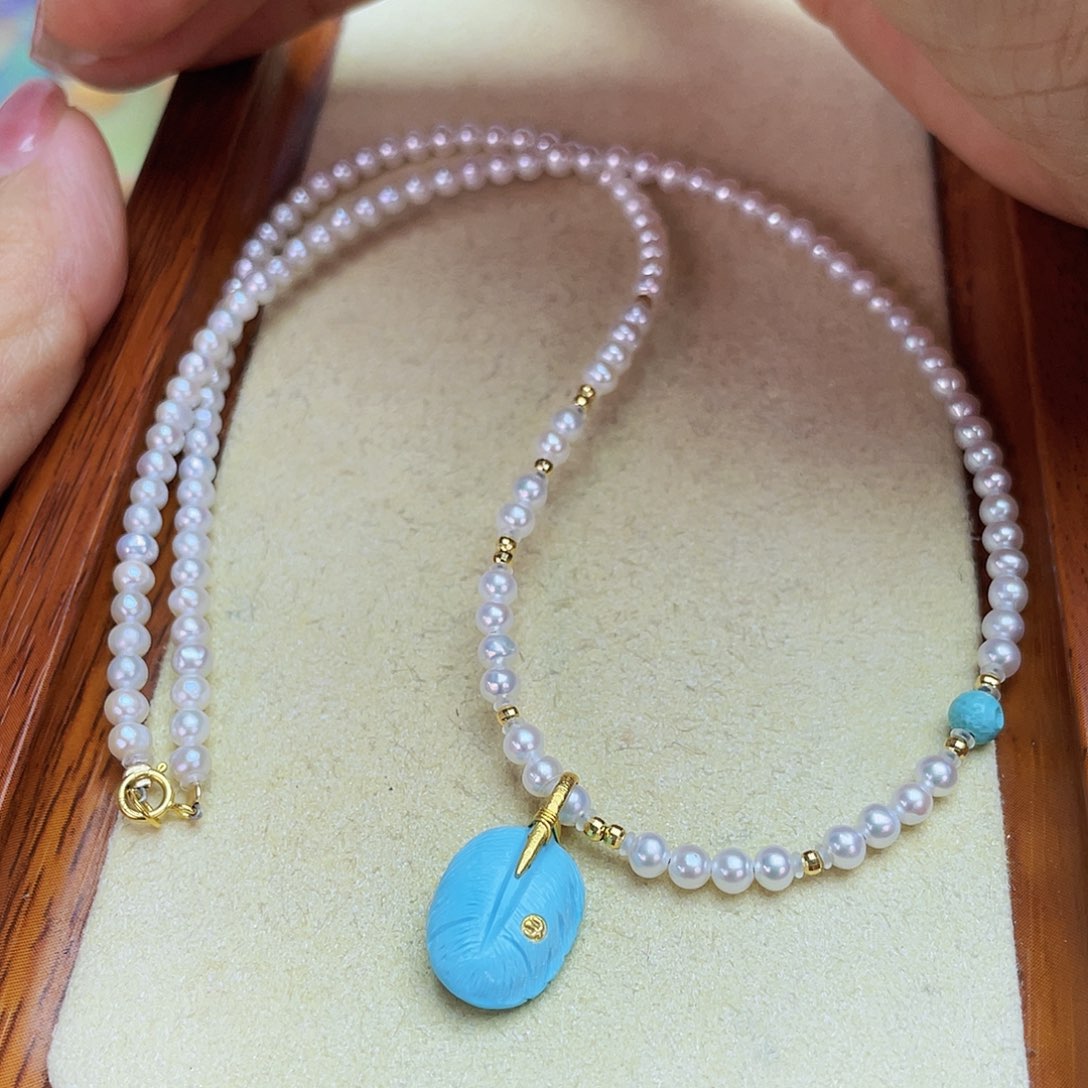 淡水珍珠项链18K金镶嵌