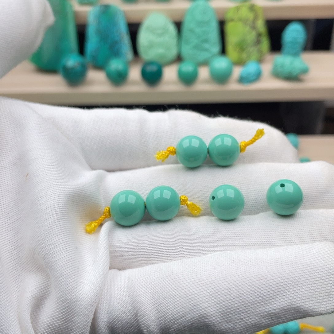 短***锦湖北秦古绿料10mm圆珠