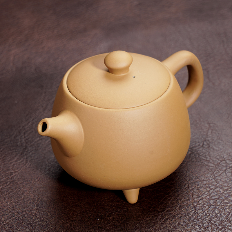 原矿紫砂黄金段泥九鼎壶