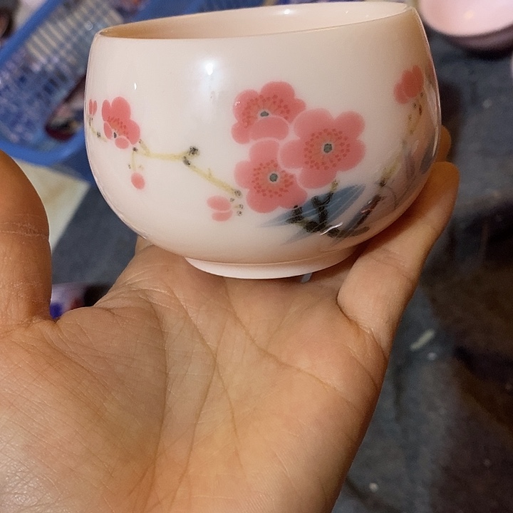 摆件陶红稀土红梅禅定杯