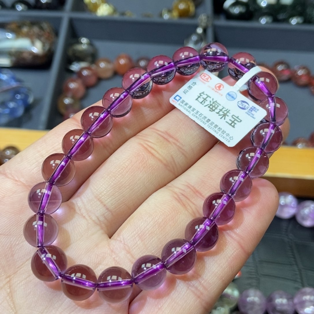 紫水晶手串未镶嵌水晶开*@8.5mm