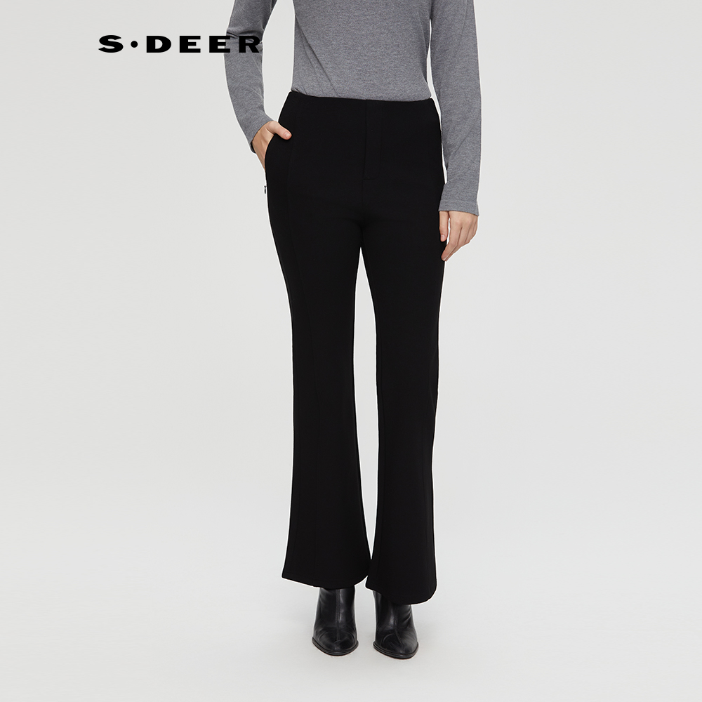 【粉丝专享】圣迪奥新款高腰纯色百搭微喇女式休闲裤S254Z0801