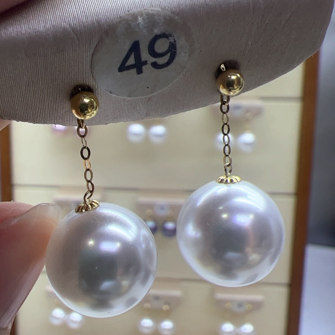 淡水珍珠耳饰18K金镶嵌
