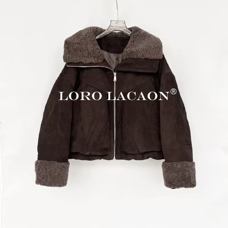 以赛亚 焦点所在 复古老钱风“95”白鹅绒“山羊反绒皮派克皮衣6608