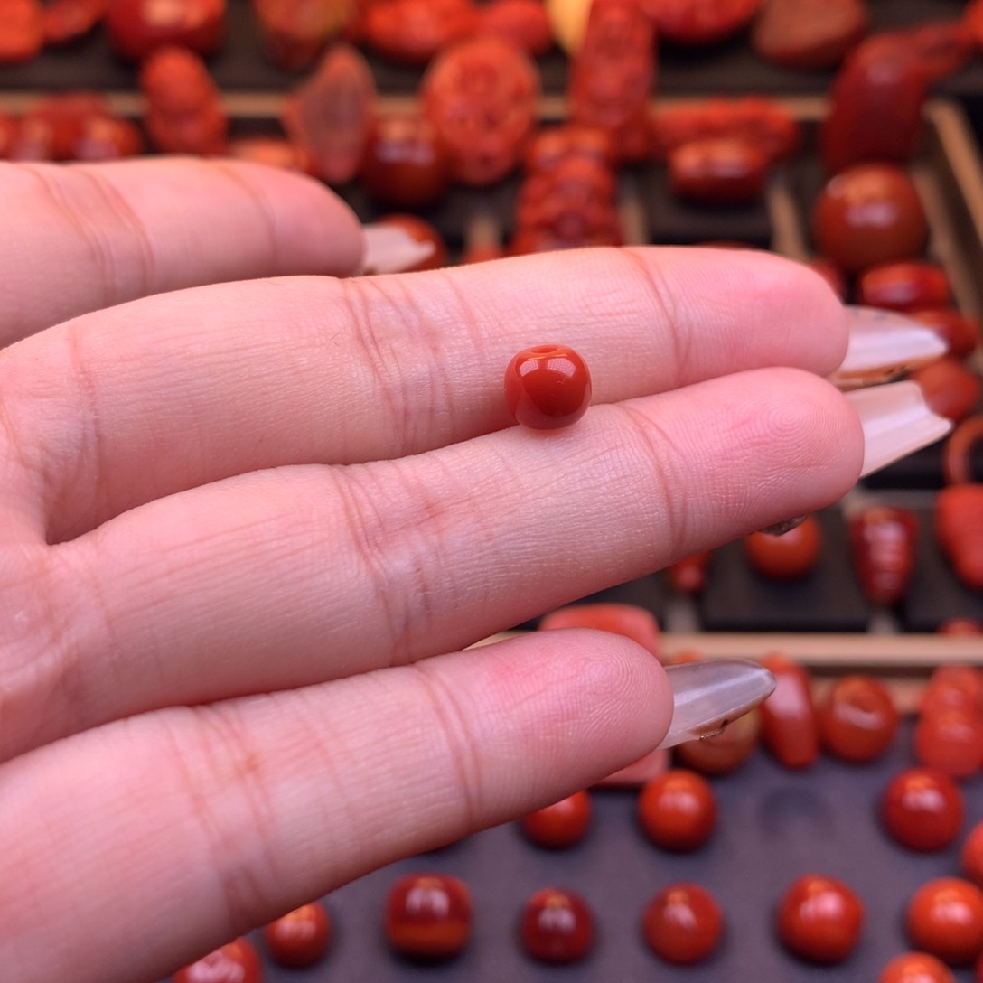 南红玛瑙未镶嵌川料原矿老型单珠6.8mm