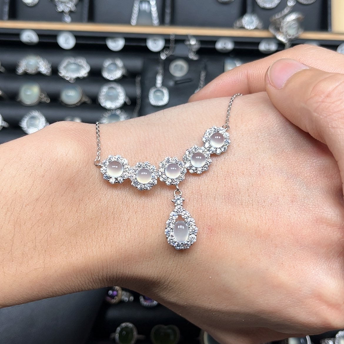 【闪购商品】岫玉颈饰银S925镶嵌?*岫玉