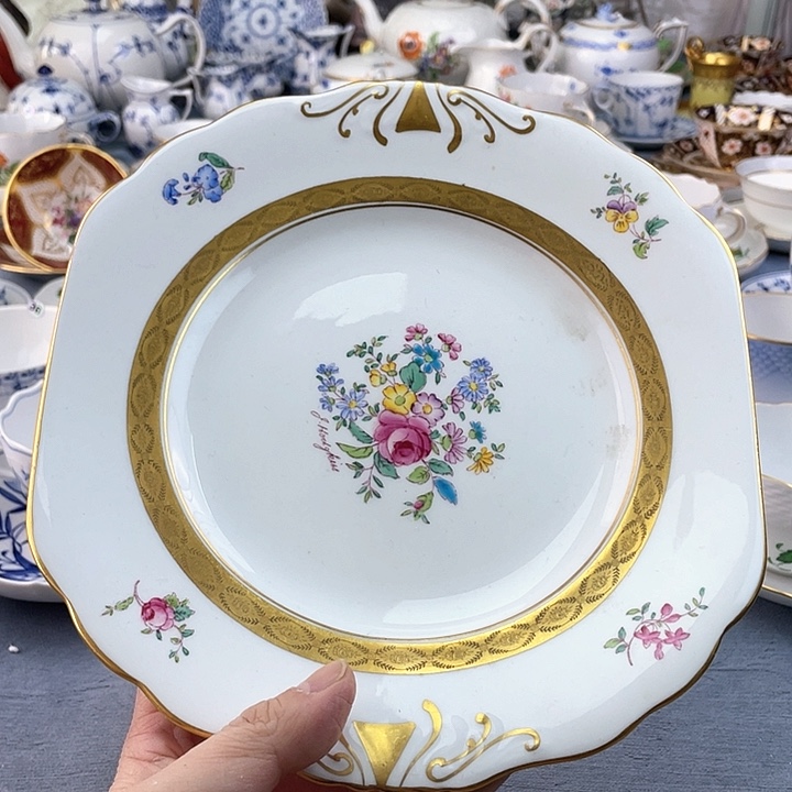 中古瓷器小房子盘子