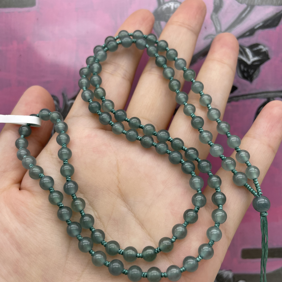 天然翡翠A货冰蓝水编织项链挂件项链吊坠项链卡5