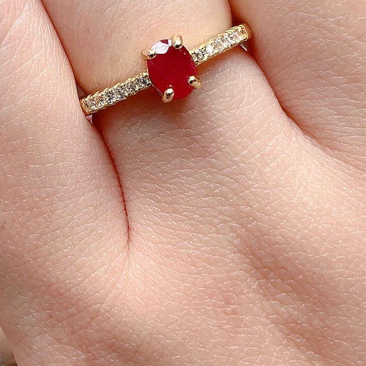 戒指红宝石银S925镶嵌