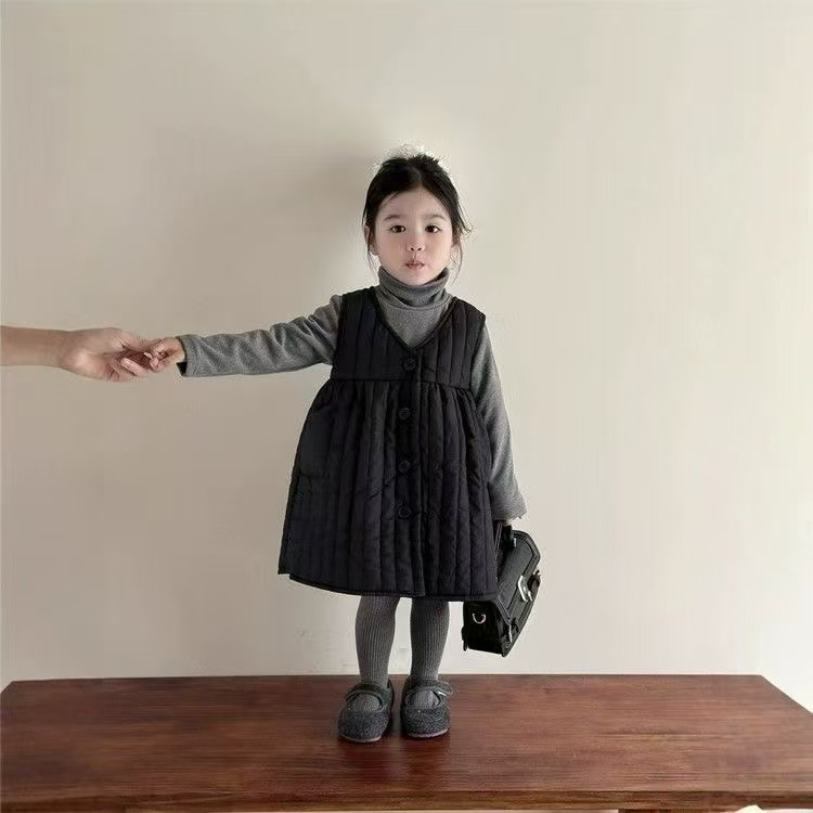 韩版女童夹棉连衣裙秋冬款洋气灰色堆堆领打底衫套装外穿