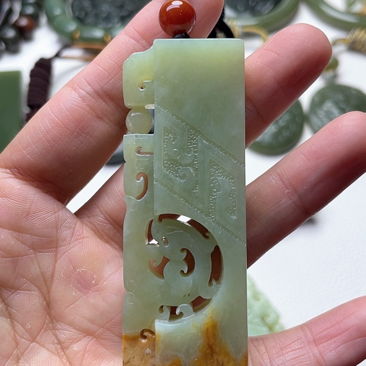 【闪购商品】岫岩河磨玉（透闪石质玉）挂件未镶嵌用****0