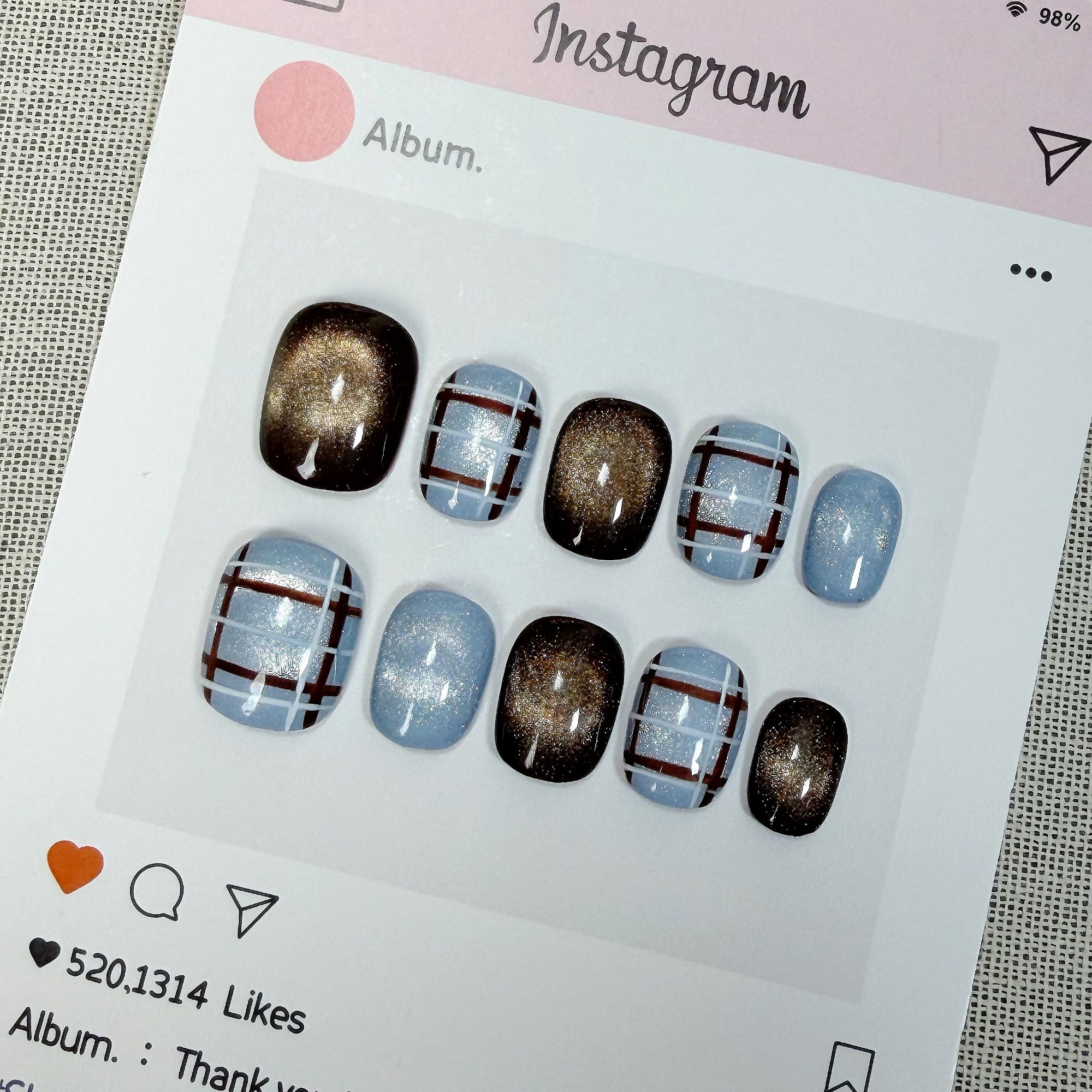 7·Orange【可可蓝巧】miu系清新千金感海盐蓝手工穿戴甲秋冬