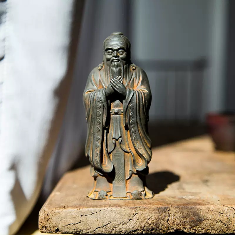 铸铁孔夫子仿古儒家先圣孔子人物学习榜样摆件客厅书房纯手工艺品