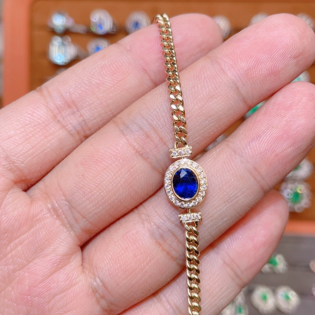手链18K金镶嵌蓝宝石1.13ct 