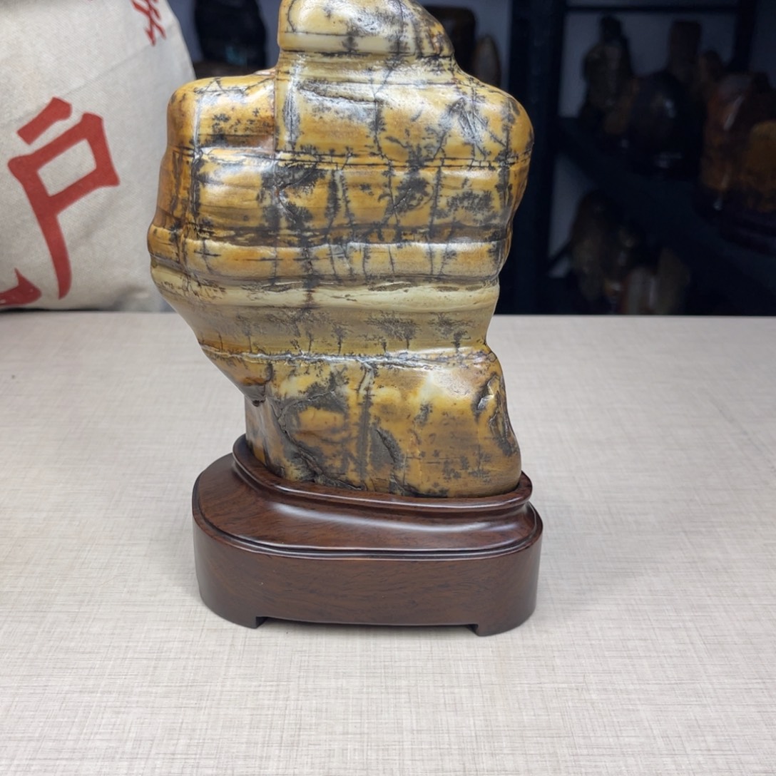 石材广西大化彩玉石配底座