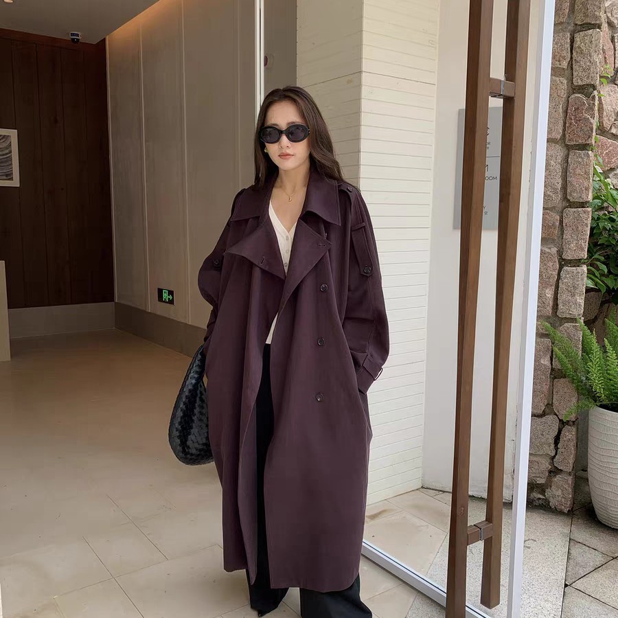 m five不规则斜扣长款风衣外套女2025秋季新款高级感时髦气质大衣