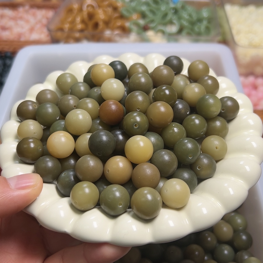 菩提根/象牙果吊坠60颗精品芥末黄圆珠