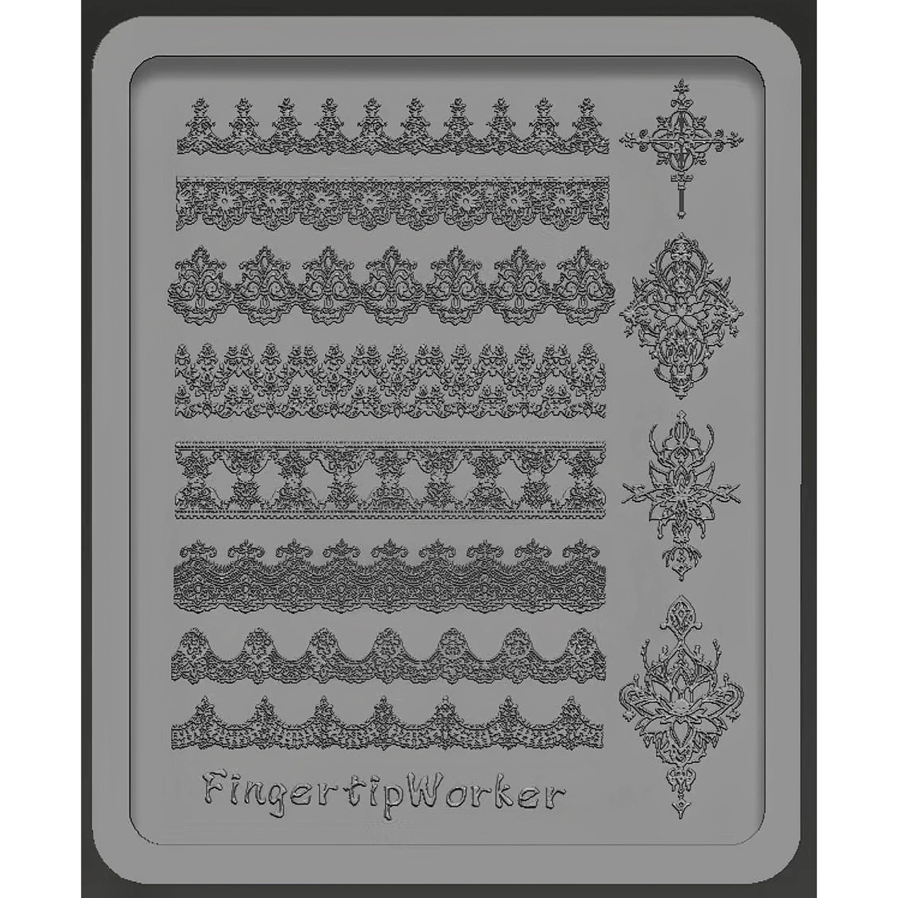 FingertipWorker｜新品美甲模具链接法式蝴蝶结小花藤蔓蕾丝模具