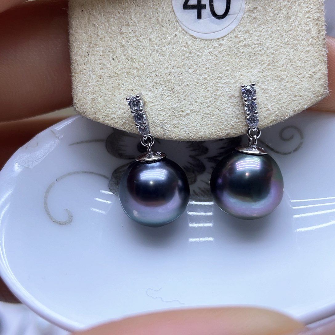 海水珍珠耳饰银S925镶嵌