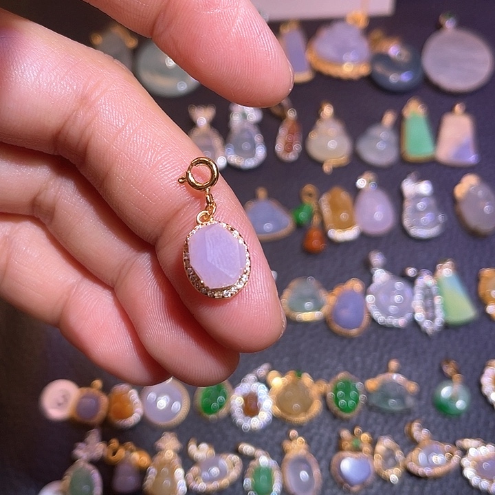 翡翠银S925镶嵌吊坠(不含链)天然翡翠