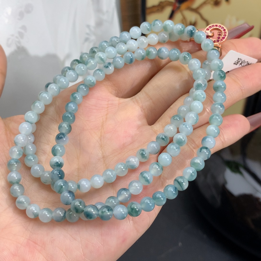 翡翠手链未镶嵌卡5飘蓝花项链