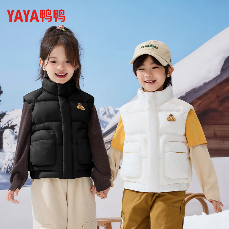 鸭鸭2025新款儿童马甲女童时尚休闲加厚中大童羽绒马甲