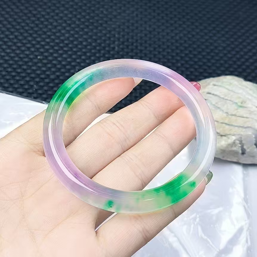 （聚宝严选）紫系绿细圆条手镯妈妈款精致精美百搭时尚